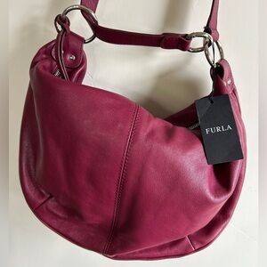 FURLA Genuine Leather Shoulder Bag Satchel Red New with Tags + Dustbag Designer
